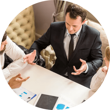 Owners of a family medicine practice are having a meeting